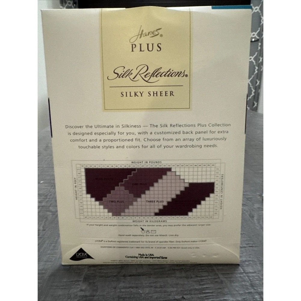 NIP Hanes Plus Silk Reflections Silky Sheer Pantyhose Size One Plus OOP16‎ Pearl